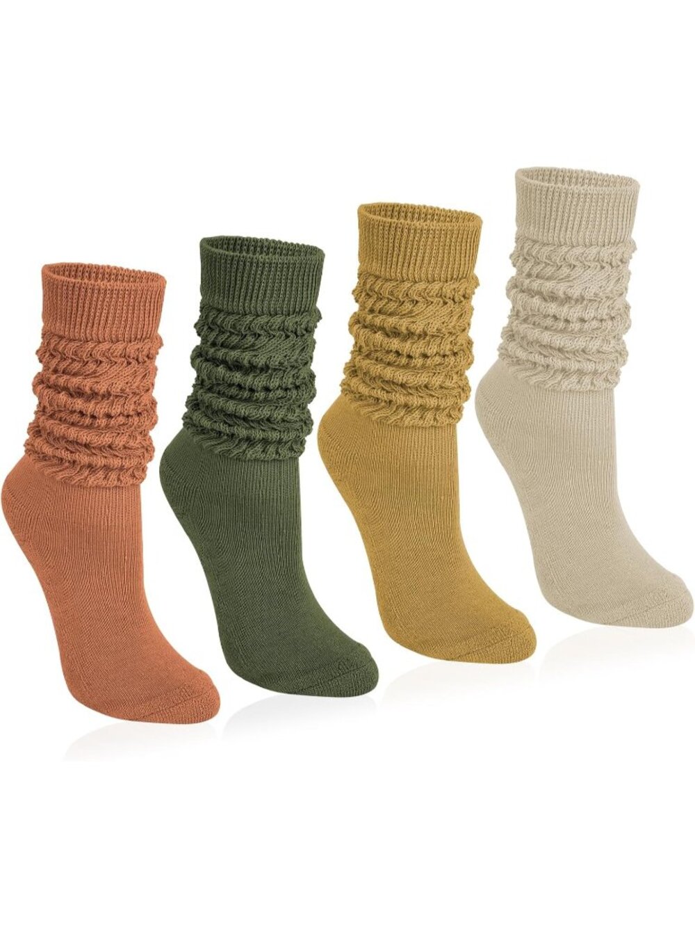 🧦Women's Green Red 4 Pairs Slouchy Socks Boot Long Knee High Slouch Socks